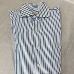 Classic Blue Striped Men's Dress Shirt Alessandro Gherardi 15.5